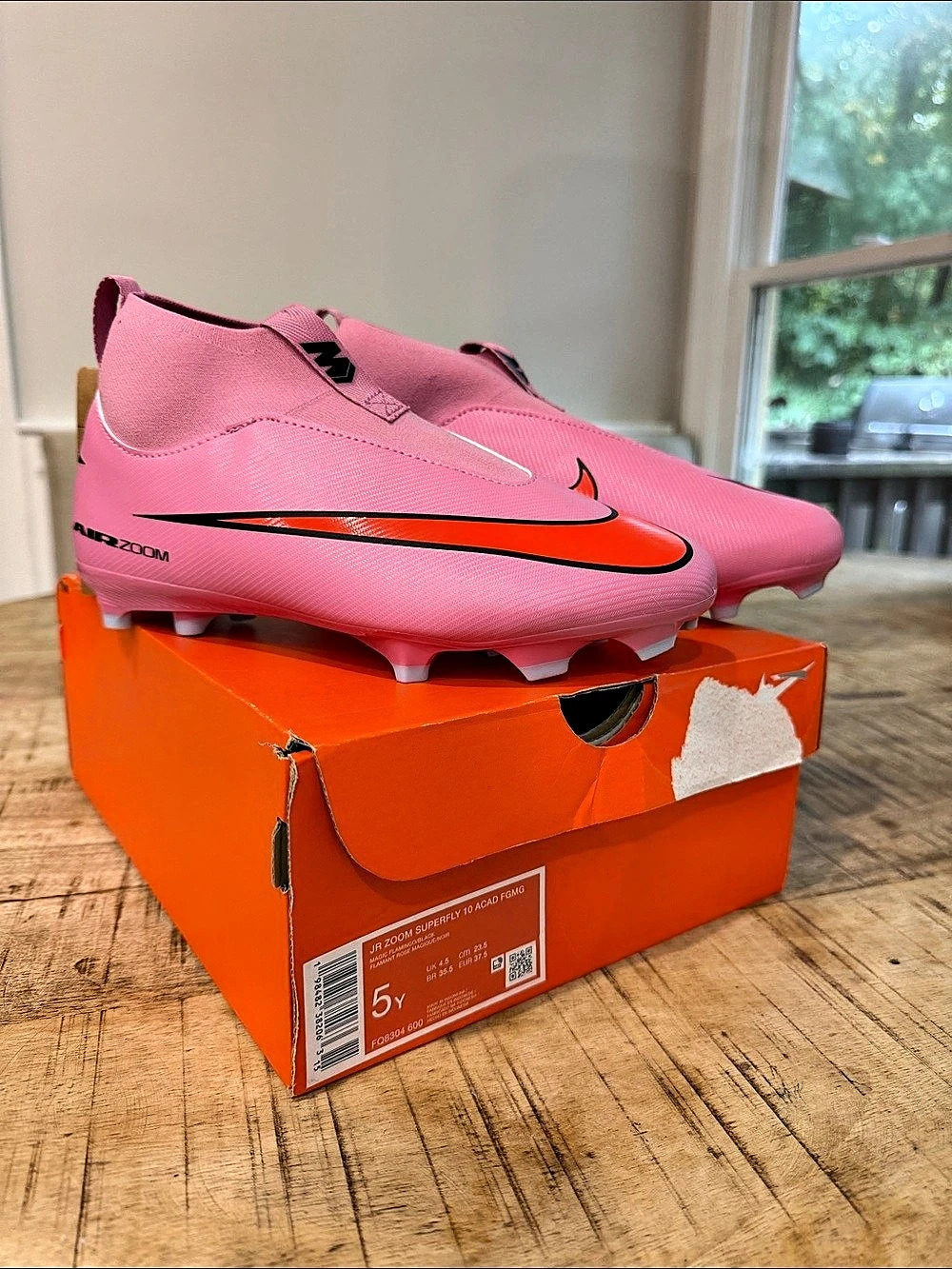 Nike Jr. Zoom Superfly 10 Academy FG/MG Cleats Pink & Orange US 5Y